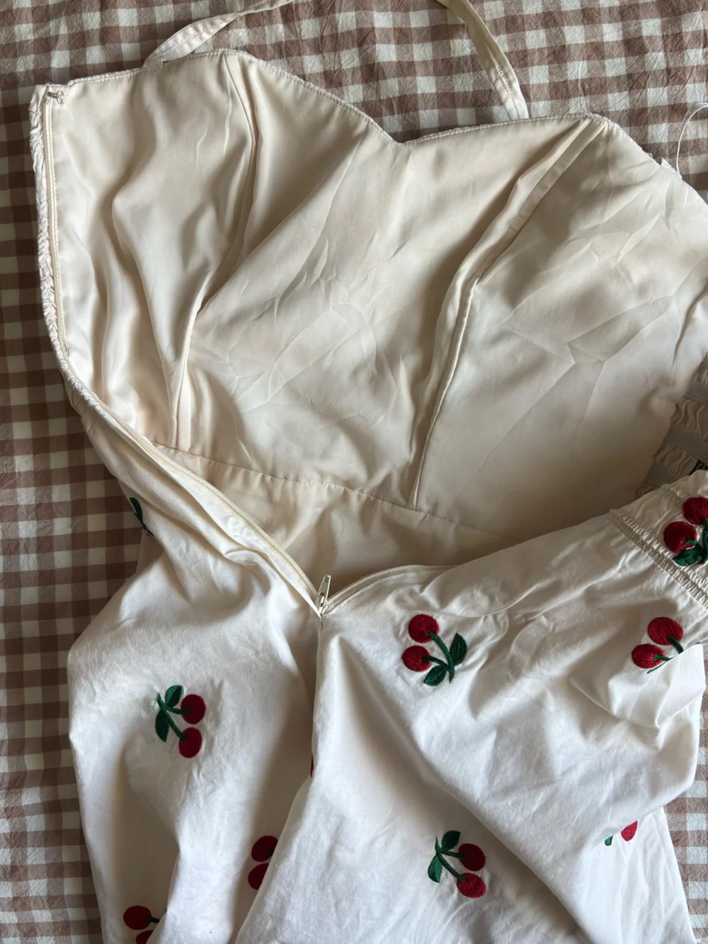 Betsey Johnson White Halter Cherry Print Sundress - Picture 5 of 9
